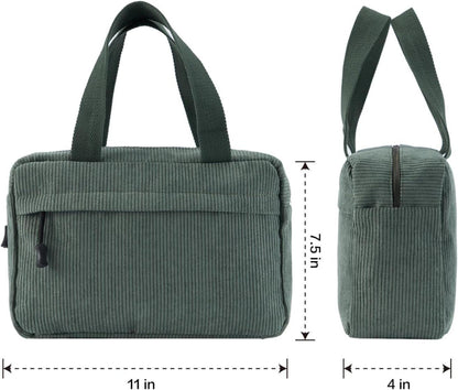 Jiliyote Große Cord-Kosmetiktasche Damen Make-up Tasche multifunktional grün