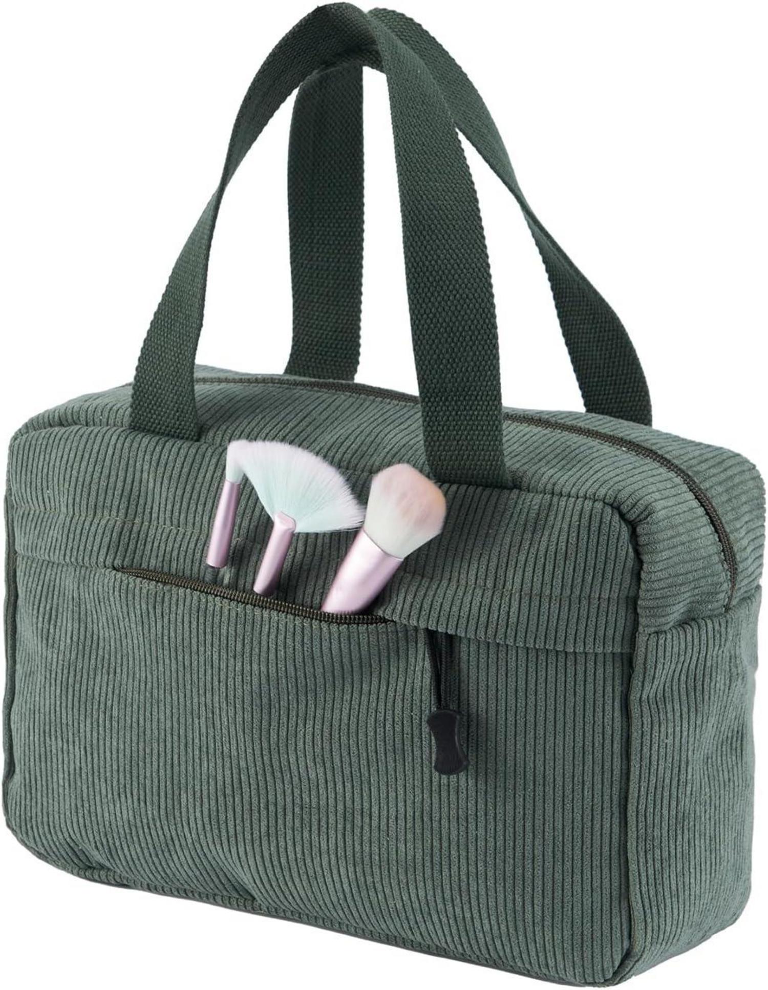 Jiliyote Große Cord-Kosmetiktasche Damen Make-up Tasche multifunktional grün