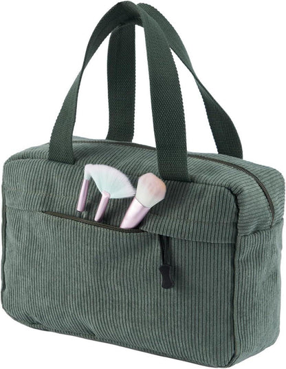 Jiliyote Große Cord-Kosmetiktasche Damen Make-up Tasche multifunktional grün