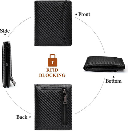 Geldbörse Herren Slim Wallet RFID Schutz Münzfach Schwarz