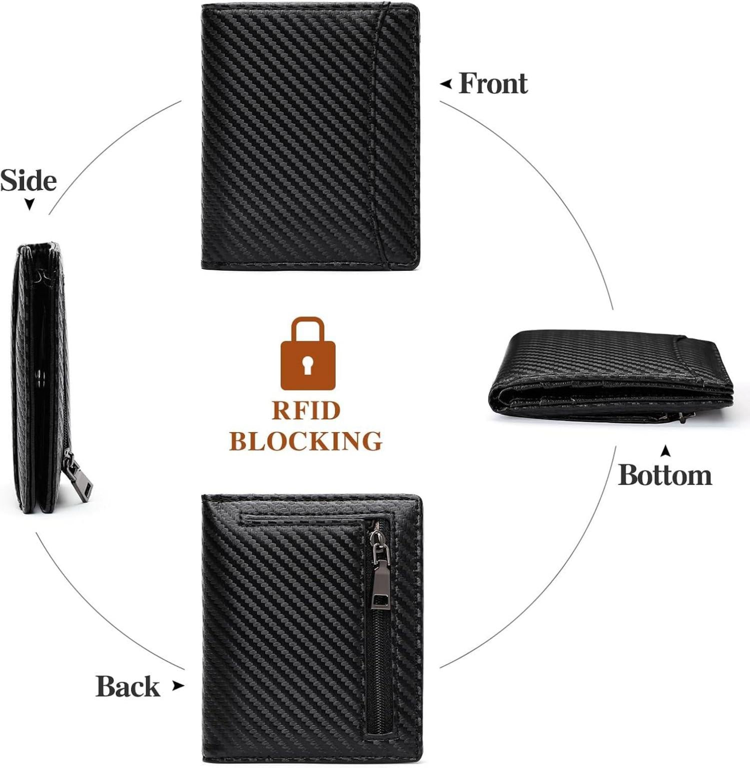 Geldbörse Herren Slim Wallet RFID Schutz Münzfach Schwarz
