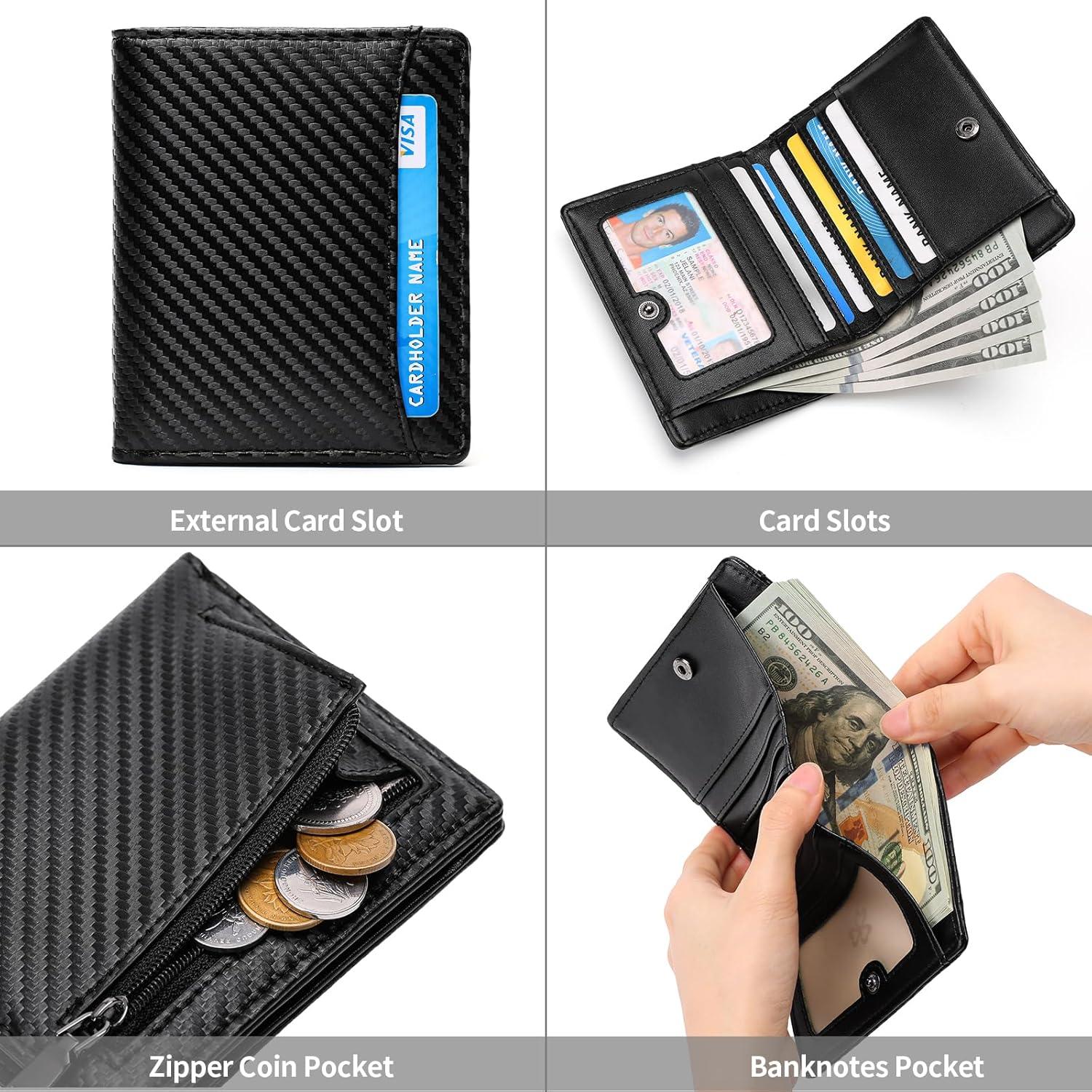 Herren Geldbörse Slim Wallet RFID Portemonnaie Münzfach Schwarz