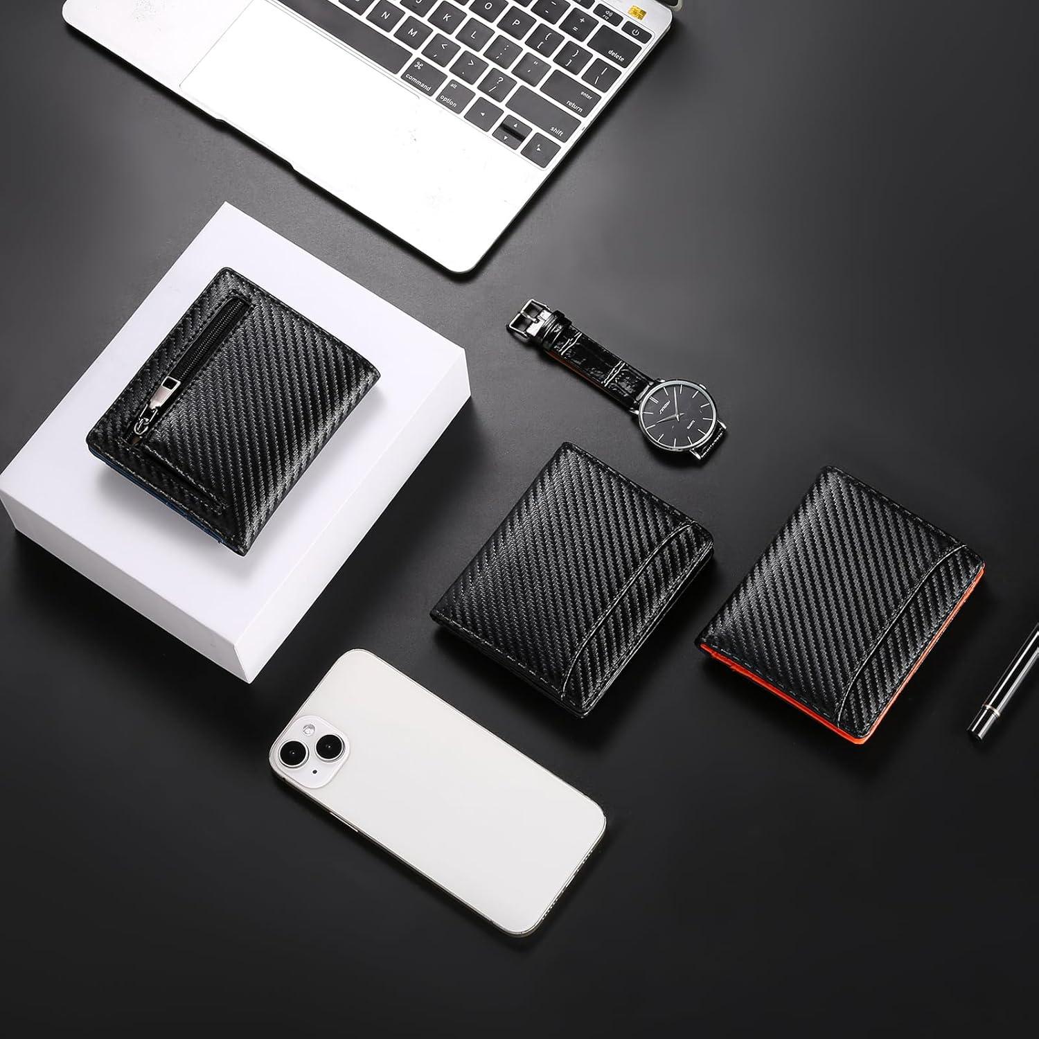 GAEKEAO Herren Geldbörse Slim Wallet RFID Schutz mit Münzfach Schwarz