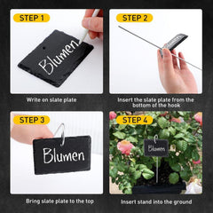 Pflanzenschilder Schiefer 10er Set Beschriften Kreidestift Garten Gemüse 10x7 cm