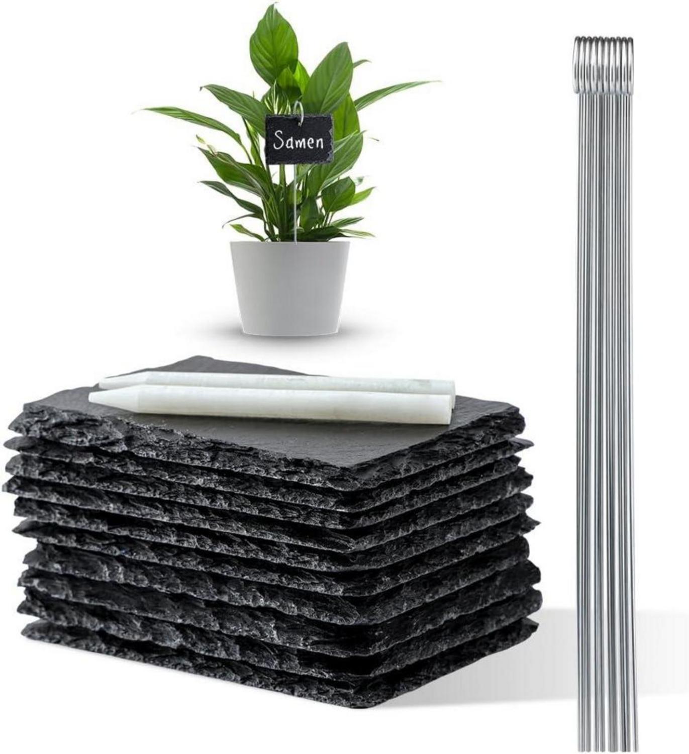 Pflanzenschilder Schiefer 10er Set Beschriften Kreidestift Garten Gemüse 10x7 cm