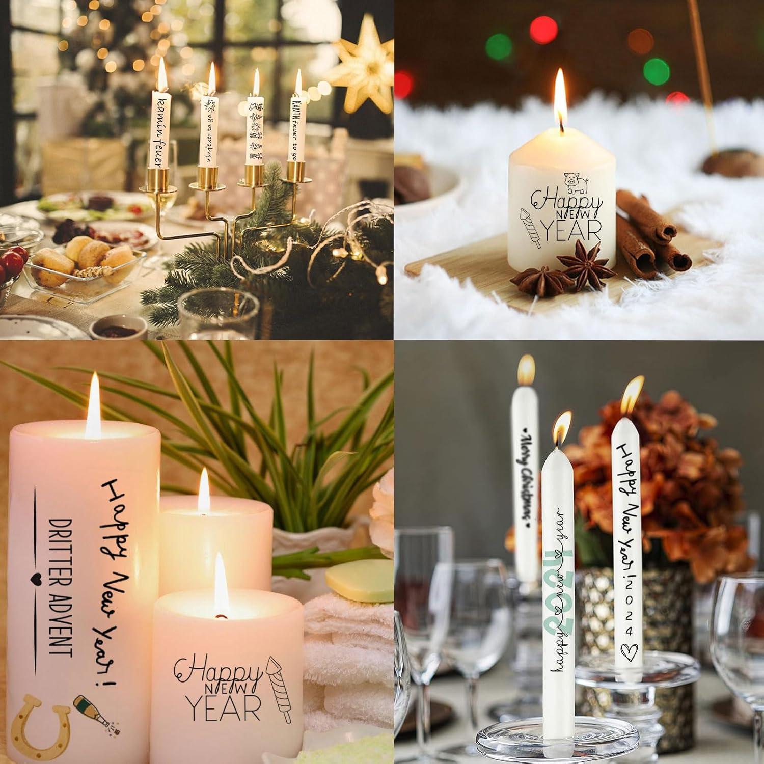 6 Stück Kerzentattoos Weihnachten - Wasserschiebefolie für DIY