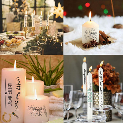 6 Stück Kerzentattoos Weihnachten - Wasserschiebefolie für DIY