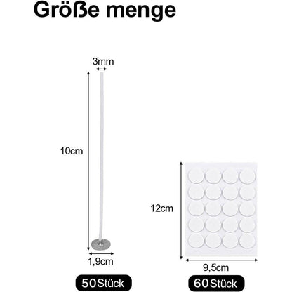 Kerzendocht für Kerzen 50 Stück 10cm mit 60 Docht Aufkleber