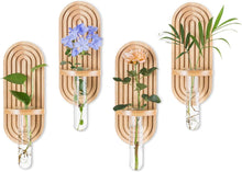 Boho Terrarium Vasen Set Holzrahmen Wandvase für Wohnzimmer