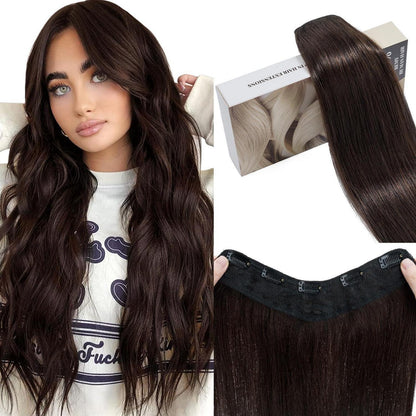 Clip-in Haarverlängerung Dunkelbraun, 40cm Remy Echthaar