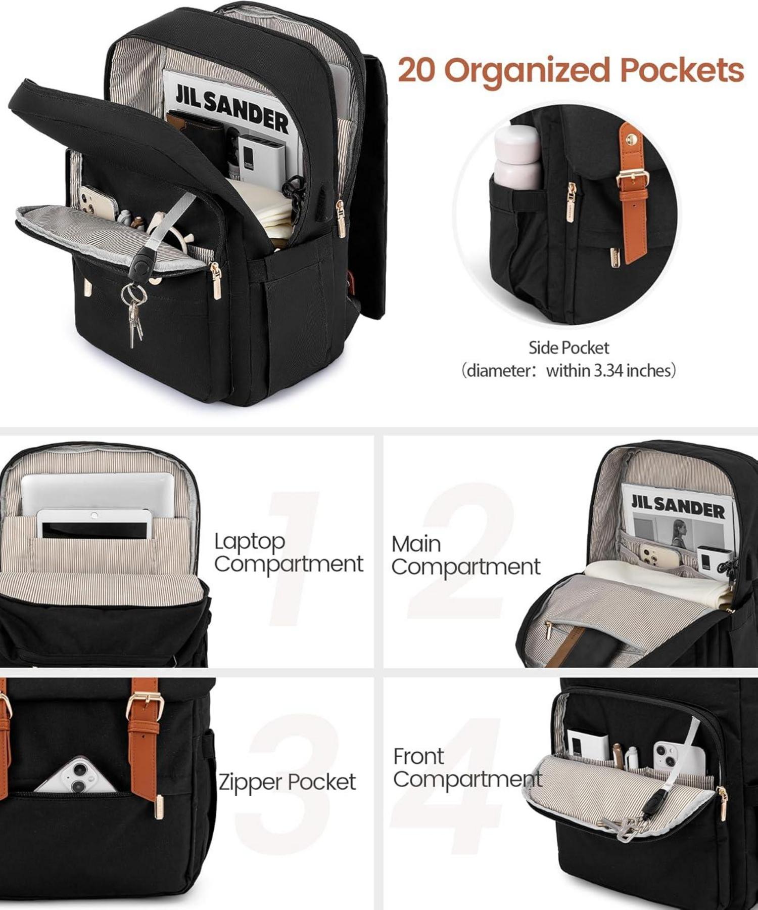 Schulrucksack Mädchen LOVEVOOK Daypack Laptop 15.6 Zoll Schwarz