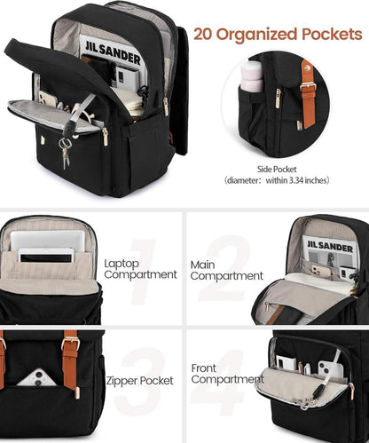 Schulrucksack Mädchen LOVEVOOK Daypack Laptop 15.6 Zoll Schwarz