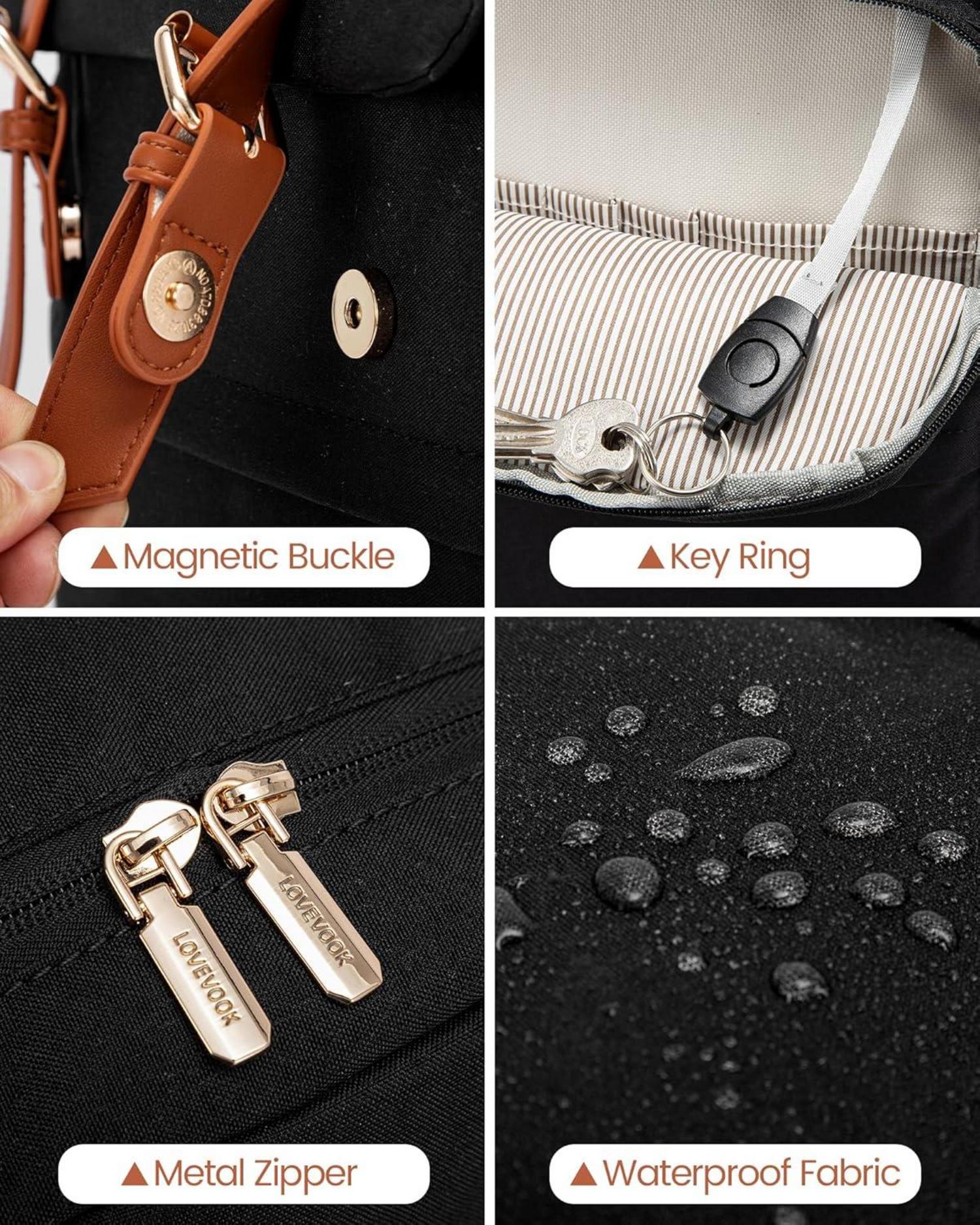 LOVEVOOK Schulrucksack Damen Herren 15.6 Zoll Laptop Schwarz