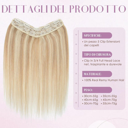 Echthaar Clip-Ins Blond 40cm – Remy Haarverlängerung #18/613