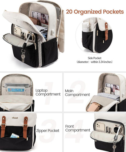 Schulrucksack Mädchen LOVEVOOK 15,6 Zoll wasserdicht Beige