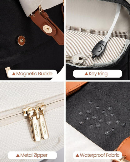 Schulrucksack LOVEVOOK Mädchen Damen 15,6 Zoll Wasserdicht Beige