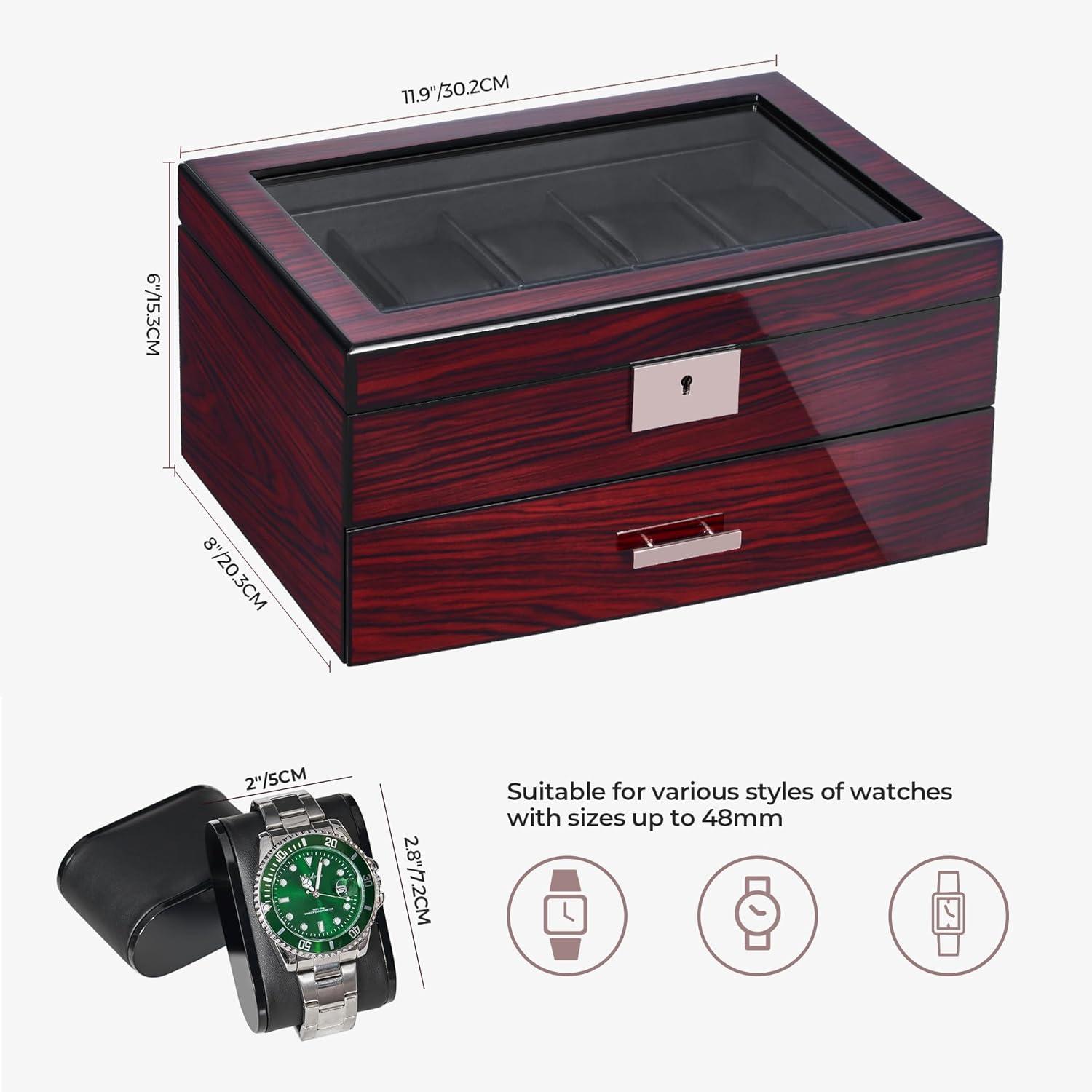 Uhrenbox 20 Slots Uhrenaufbewahrung abschließbar Luxusdesign