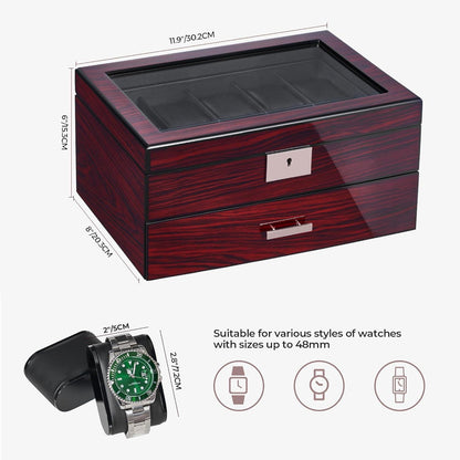 Uhrenbox 20 Slots Uhrenaufbewahrung abschließbar Luxusdesign