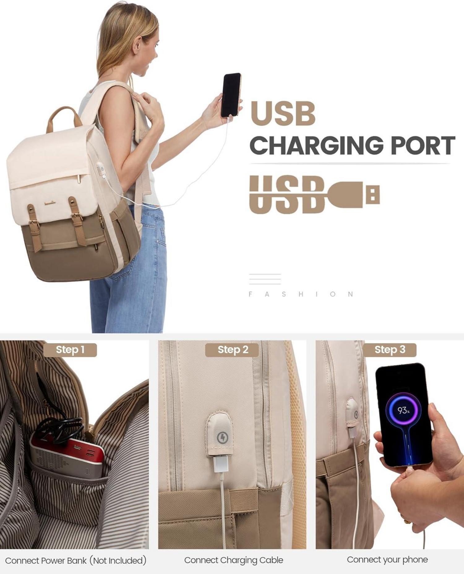 Wasserdichter Laptop-Rucksack Damen 17 ZollElegant für Uni, Reise