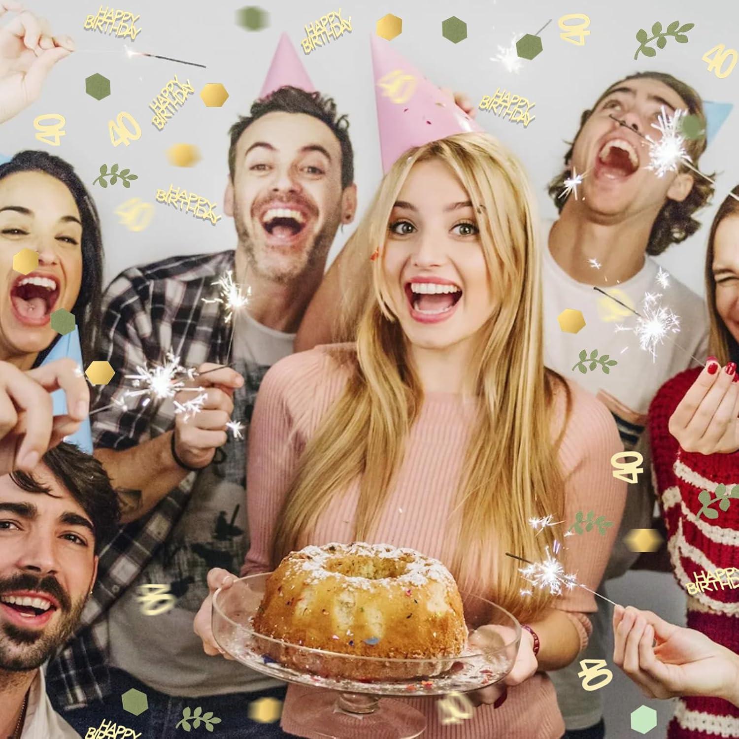 Konfetti 40 Geburtstag Deko Grün Gold 200 Stück Streudeko Frauen Männer