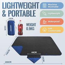 JAICOM Wasserdichte Outdoor Picknickdecke 140x200cm Blau