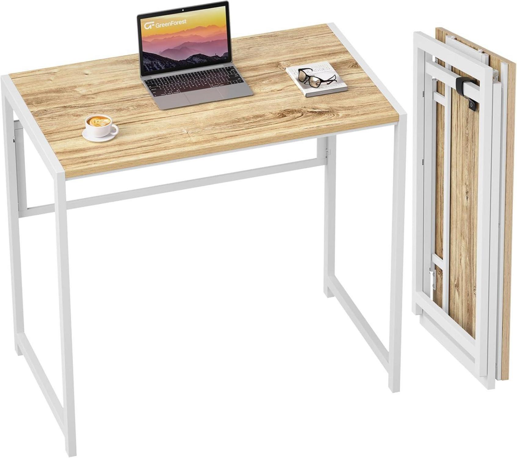 Klappbarer Schreibtisch 80x48 cm Keine Montage erforderlich Beige
