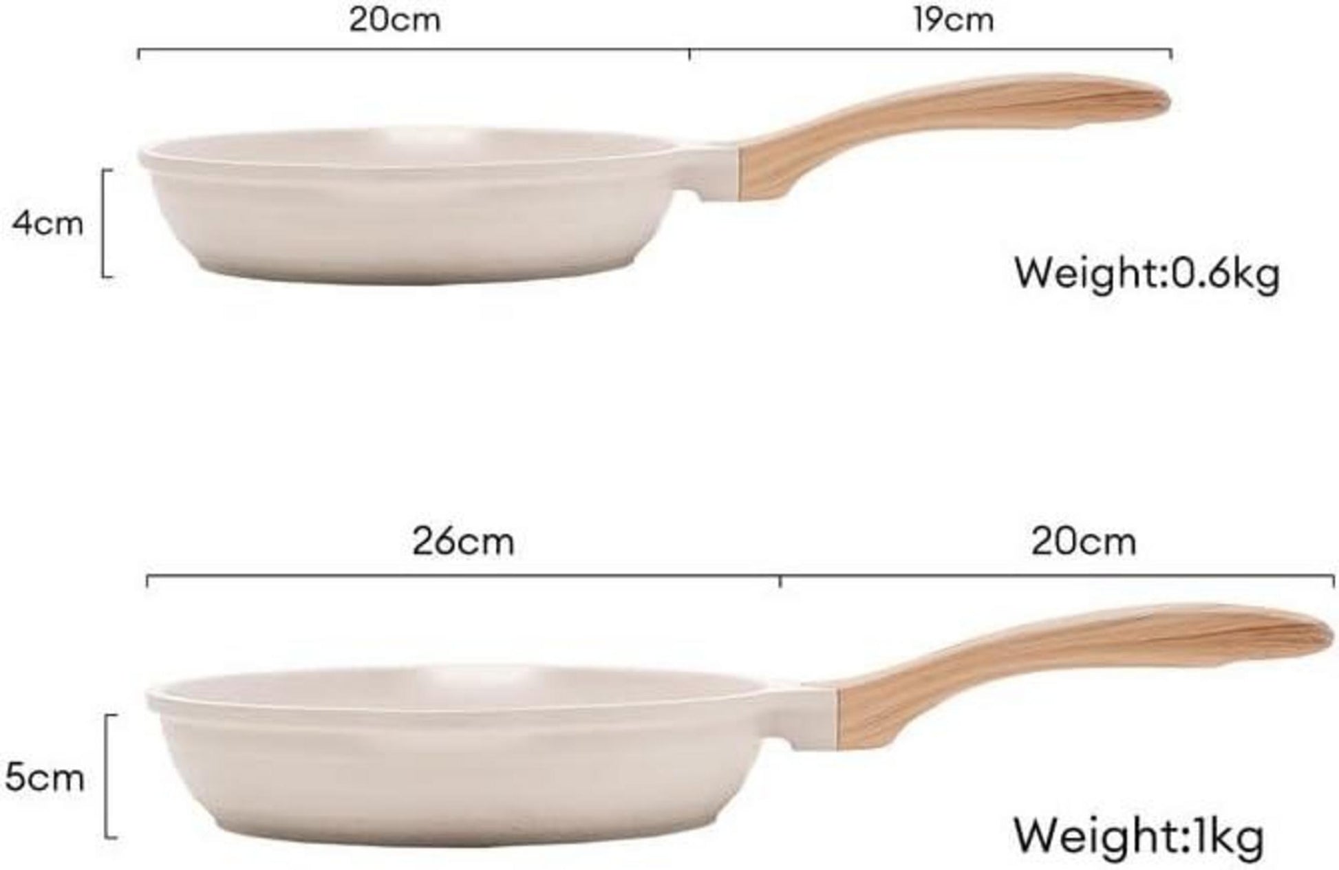 JEETEE Pfannenset 2-teilig 20cm 26cm Induktion Antihaft