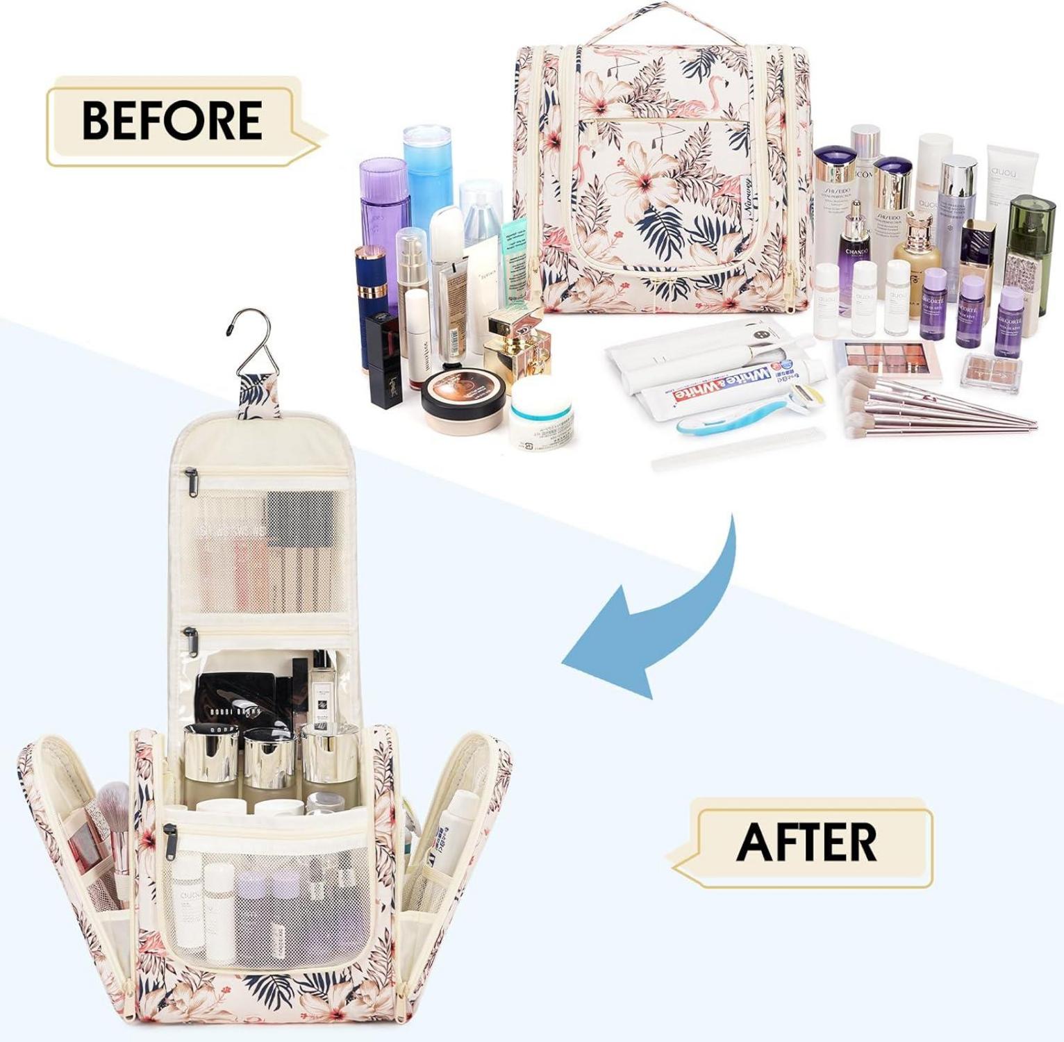 Kulturbeutel Zum Aufhängen Beige Flamingo Frauen Männer Mädchen