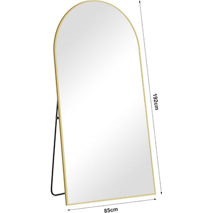 Großer Gewölbter Standspiegel mit Goldrahmen – 192x85 cm