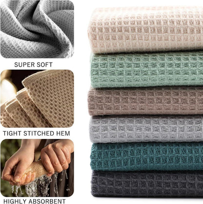 Geschirrtücher Baumwolle 6er Set 35x35 cm Saugfähig Weich Waffeltuch