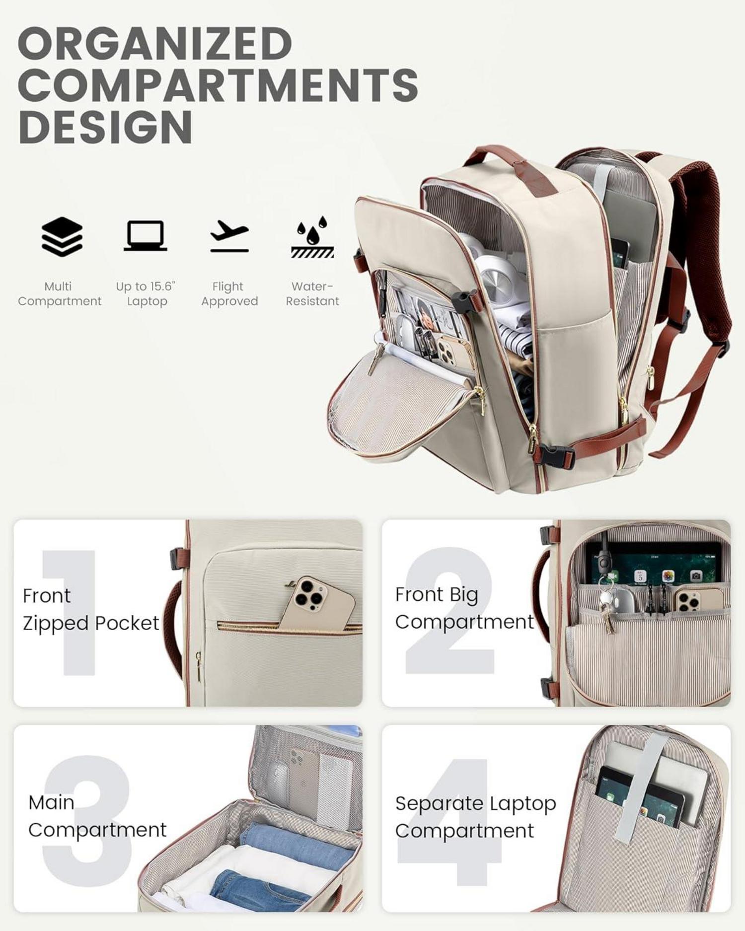 Handgepäck Rucksack 40L Damen Reiserucksack Wasserdicht 17 Zoll Laptop