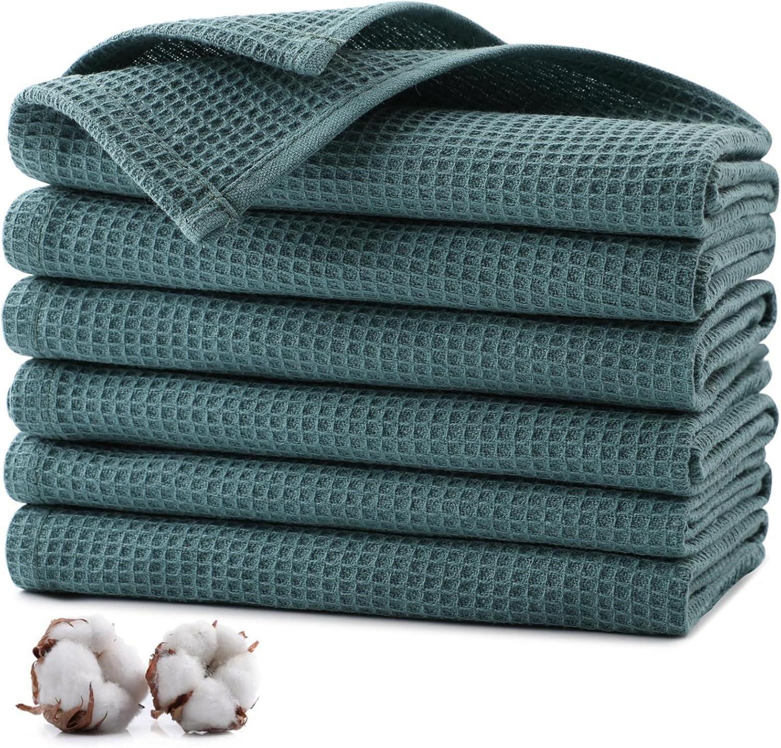 Küchenhandtücher Baumwolle 6er Set 35x35cm Saugfähig Waffeltücher