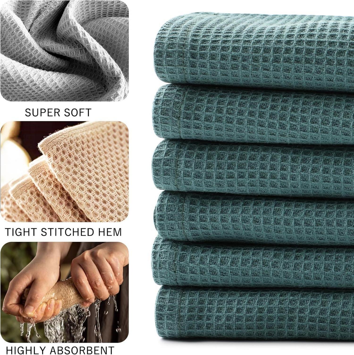 Geschirrtücher 6er Set Baumwolle 35x35cm Küchentücher Saugfähig Waffeltücher