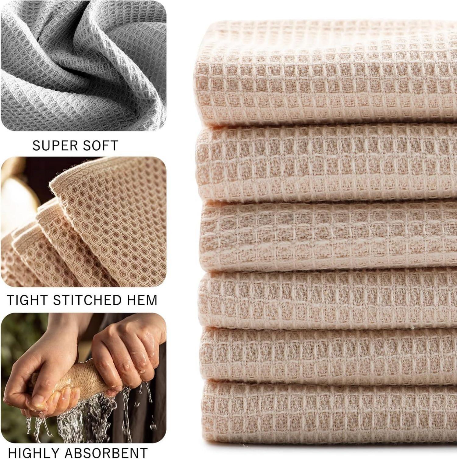 6er Set Jogoico Geschirrhandtücher 100% Baumwolle 35x35 cm Beige