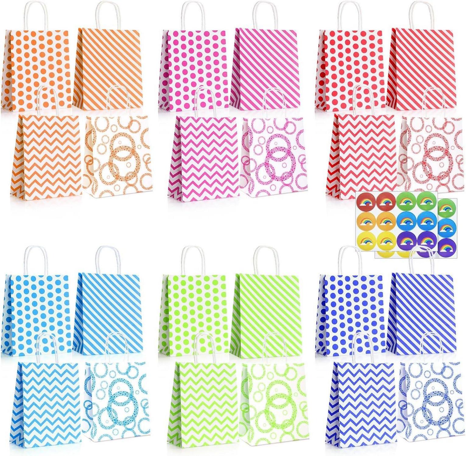 Geschenktüten Set 24-tlg. mit Muster 27x22x11cm & Sticker