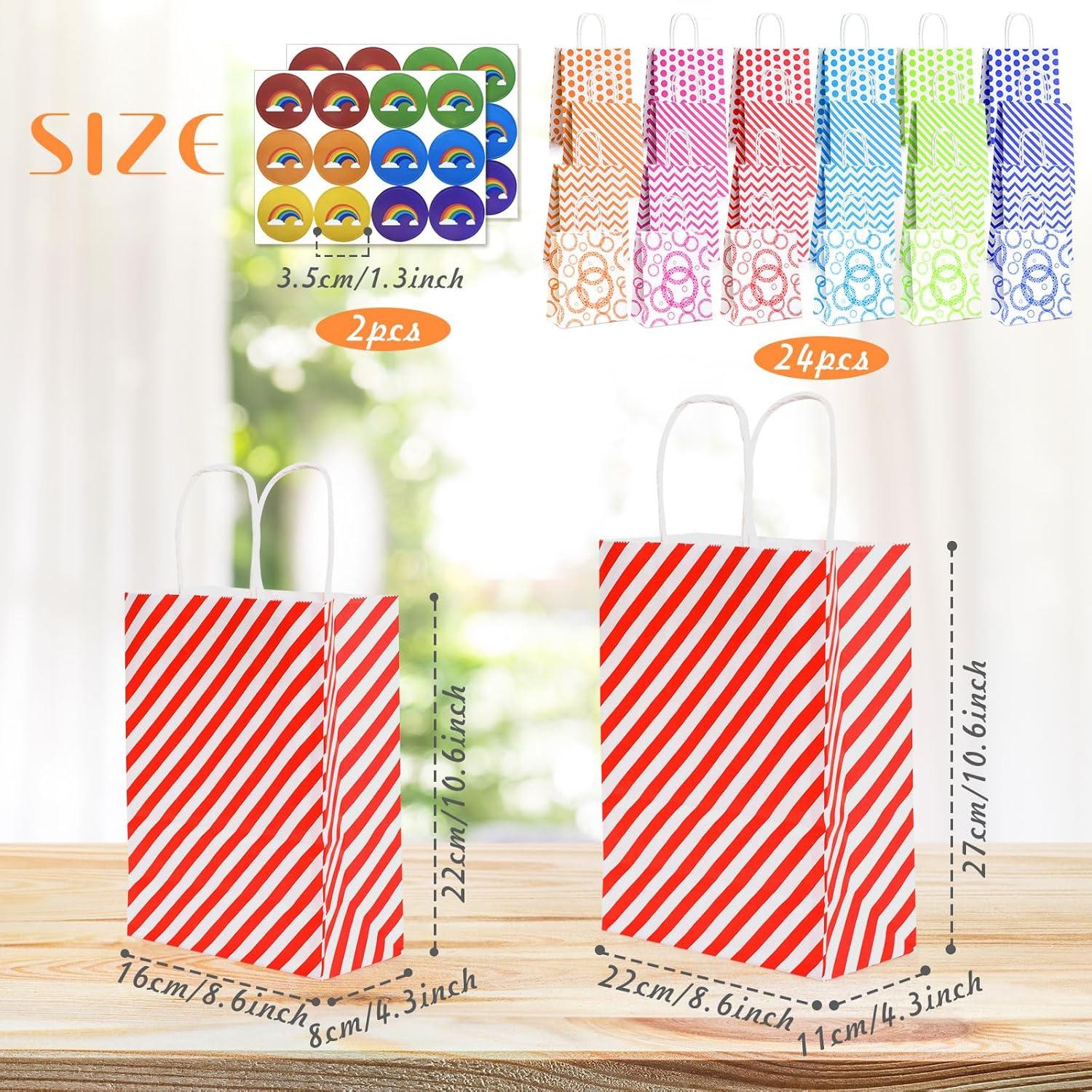 Geschenktüten Set 24-tlg. mit Muster 27x22x11cm & Sticker