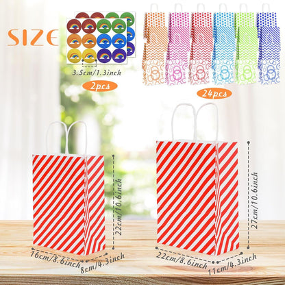 Geschenktüten Set 24-tlg. mit Muster 27x22x11cm & Sticker
