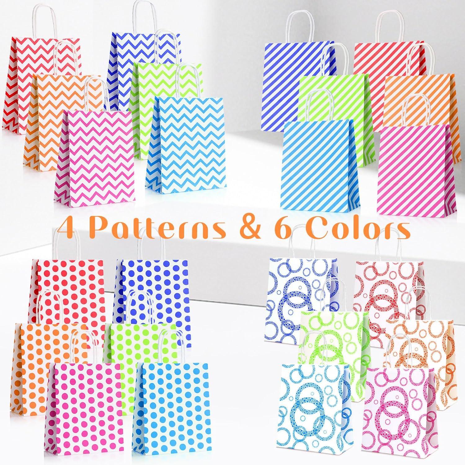 24er Pack Papiertüten Bunt mit Henkel 27x22x11cm - Geschenktüten Weihnachten & Partys