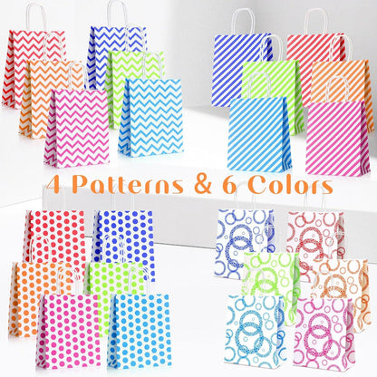 24er Pack Papiertüten Bunt mit Henkel 27x22x11cm - Geschenktüten Weihnachten & Partys