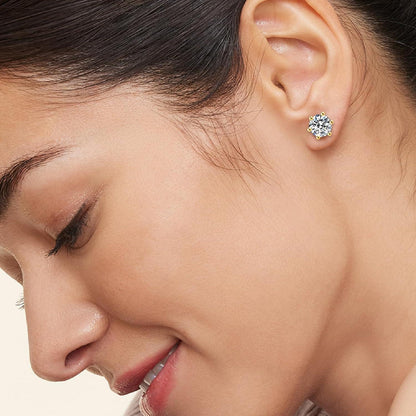 Moissanite Diamant Ohrringe Silber 925 Damen 0,6-3 Karat 14K Gold 4,0mm