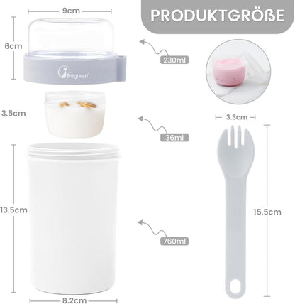 Bugucat Müslibecher to Go 760ml+230ml Transparent