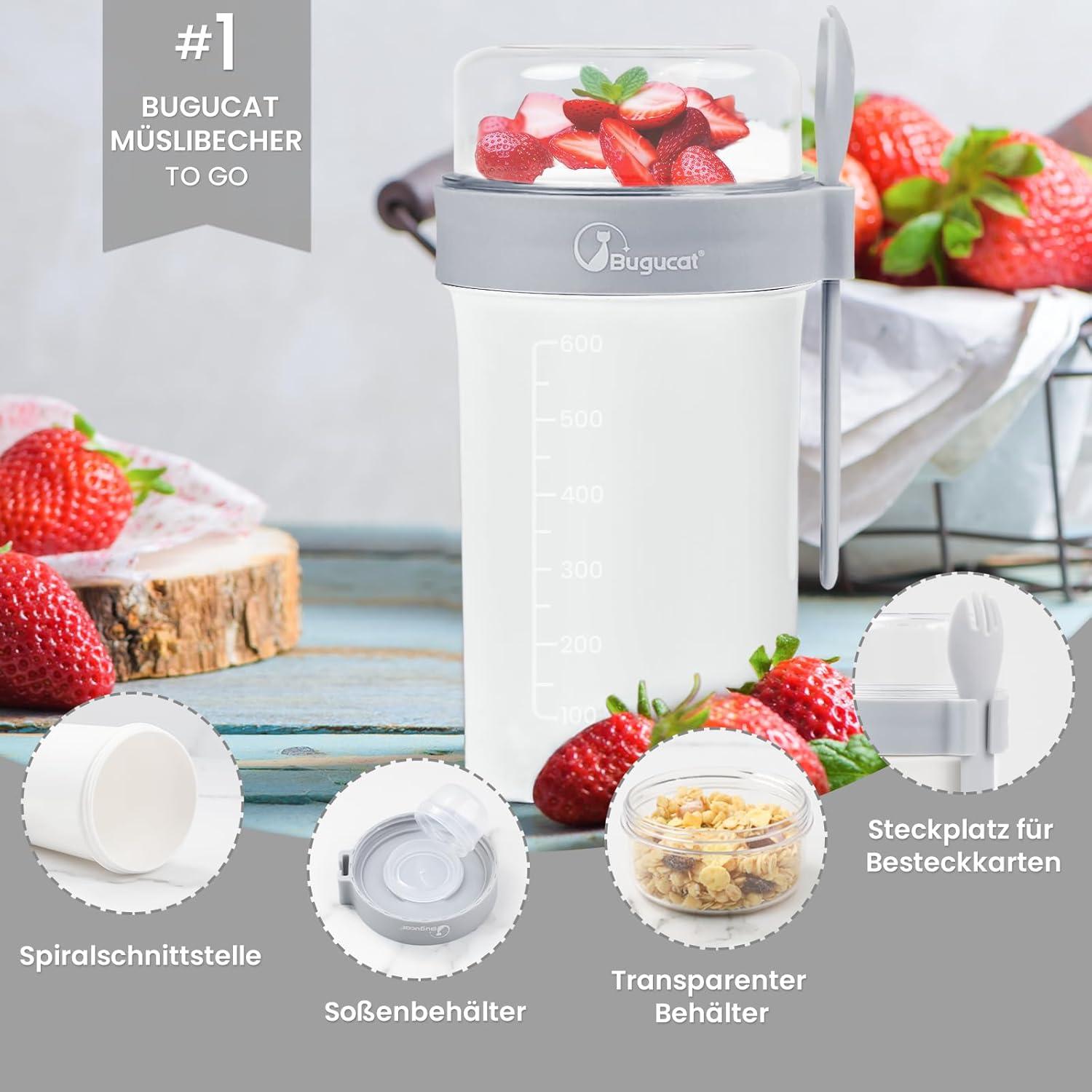 Müslibecher to Go 760ml+230ml, Joghurtbecher to Go Müsli to Go Becher