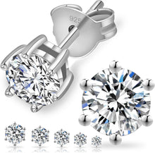 Moissanite Ohrringe Silber 925 Damen 3,0 ct VVS1 D 7,5 mm 6-Krappen