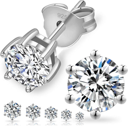 Moissanite Ohrringe Silber 925 Damen 3,0 ct VVS1 D 7,5 mm 6-Krappen