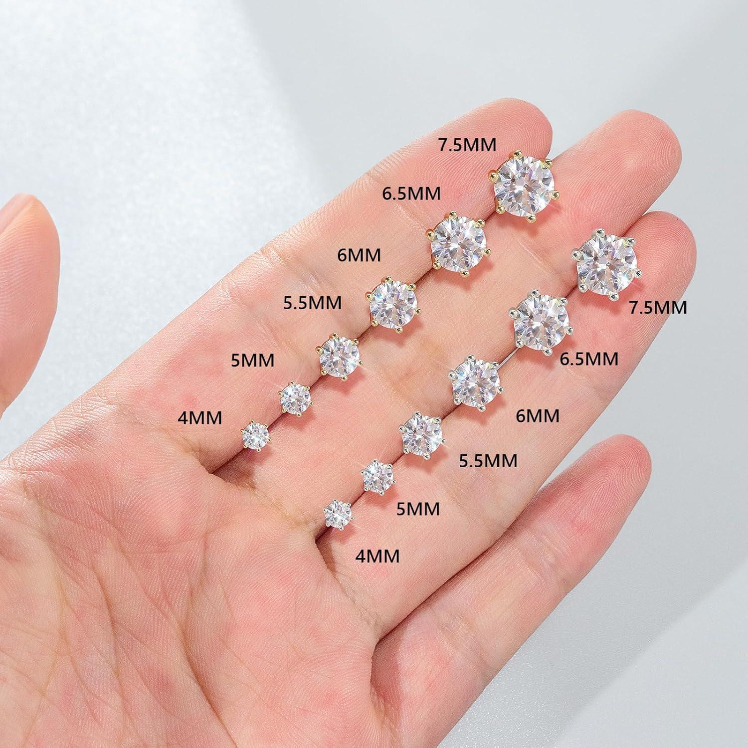 Moissanite Ohrringe Silber 925 Damen 2 Karat Diamant VVS1 14K Gold 7,5 mm