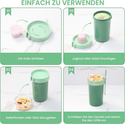 Bugucat Müslibecher to Go 2er Set 760ml+230ml Blau Grün
