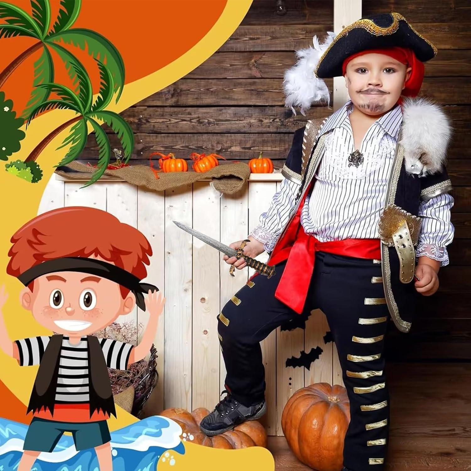 2er Set Piratenschwert Kunststoff, Antik Silber Dolch Spielzeugschwert