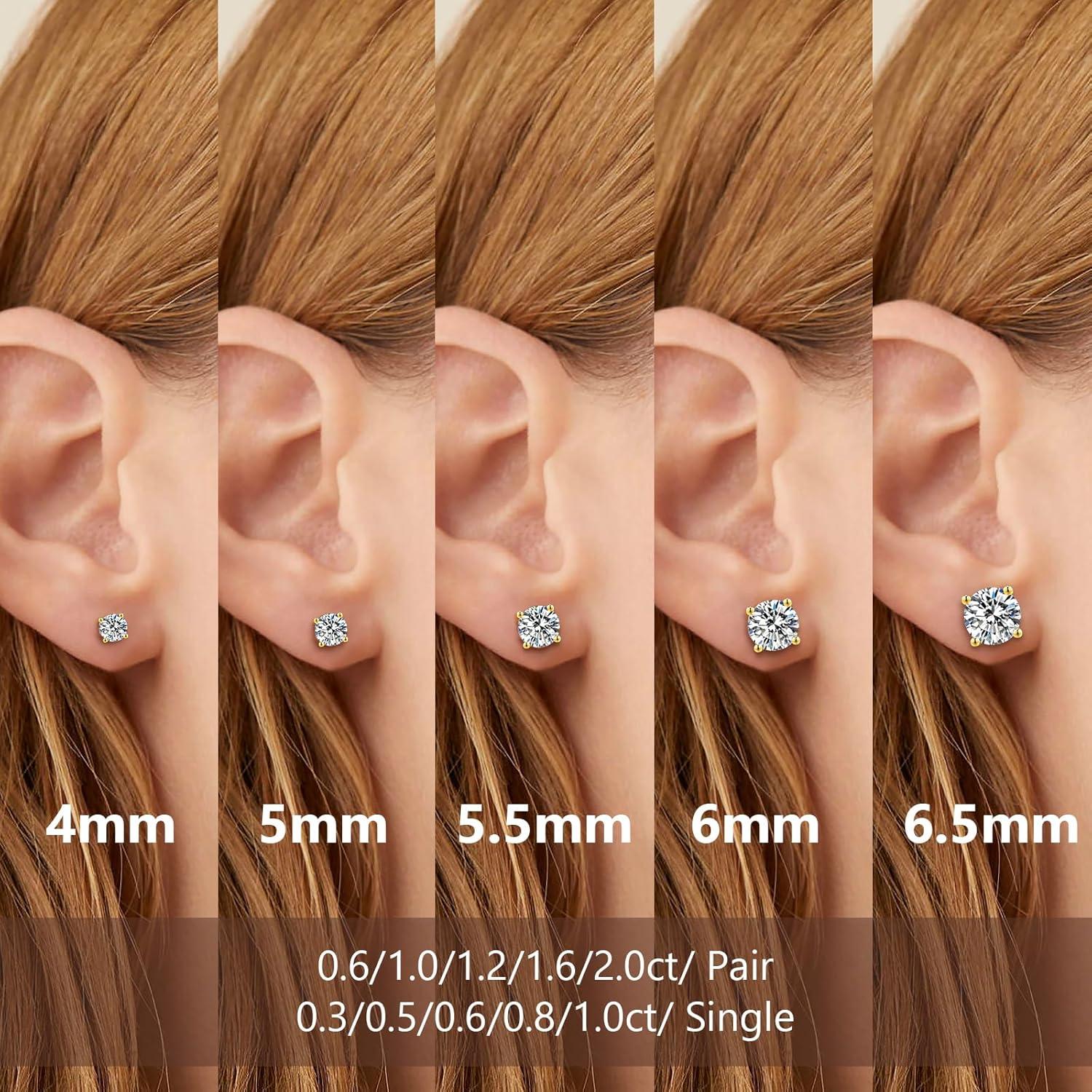 Moissanite Ohrringe Silber 925 0,6/1/1,2/1,6/2/3 Karat Diamant Ohrstecker