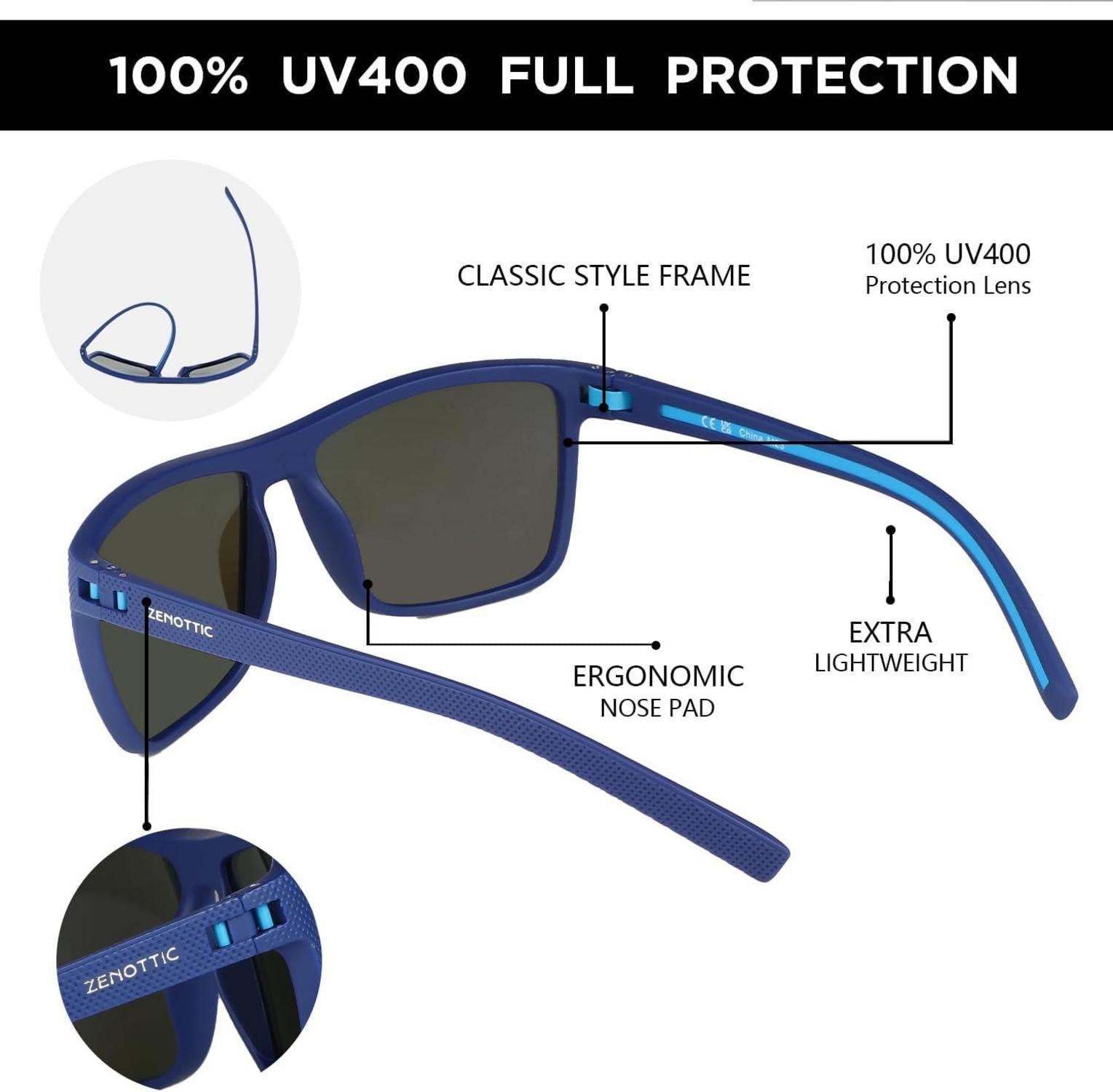 Polarisierte Herren Sonnenbrille TR90 Rahmen Blau UV400 Schutz