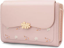 Damen Geldbörse Klein PU Leder mit vielen Fächern Brieftasche Rosa